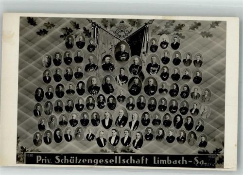 Limbach-Oberfrohna 1930 Fototafel der Priv. Schützengesellschaft Limbach/Sa. 1930
