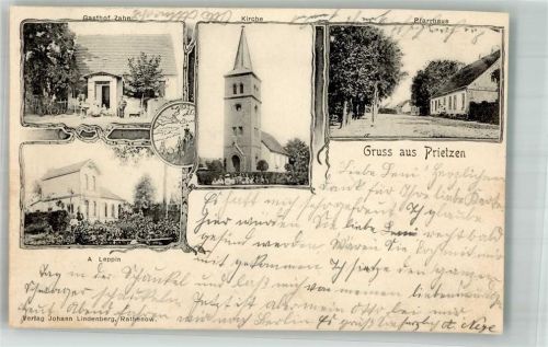 Prietzen 1903 Kirche Pfarrhaus Gasthaus Zahn