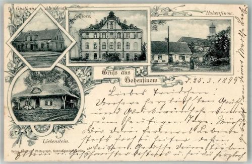 Hohenfinow 1899 Schloss Gasthaus Abendroth Berghaus Liebenstein