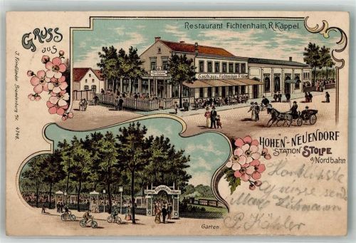 Hohen Neuendorf 1903 Gasthaus Fichtenhain Gartenwirtschaft Radfahrer