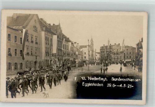 Eggenfelden 1921 13. Niederbayr. Bundesschiessen 1921 Festzug Schützen Marktbrunnen