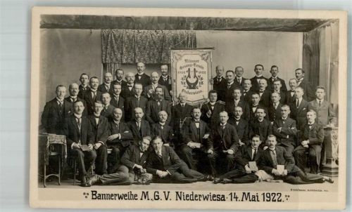 Niederwiesa 1922 Männer Gesangsverein Niederwiesa Bannerweihe 1922 Gruppenaufnahme Vereins-Mitglieder