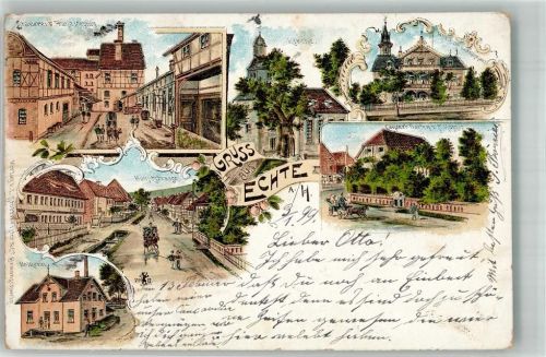 Echte 1899 Lithographie Hauptstrasse Molkerei Konzertgarten Brauerei-Innenhof