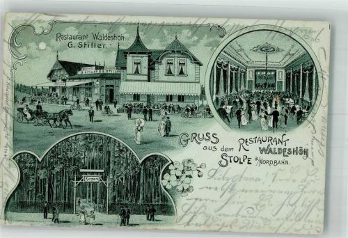 Stolpe 1905 Gasthaus Waldeshöh Ballsaal Kurpark Stempel Gesellschaftshaus