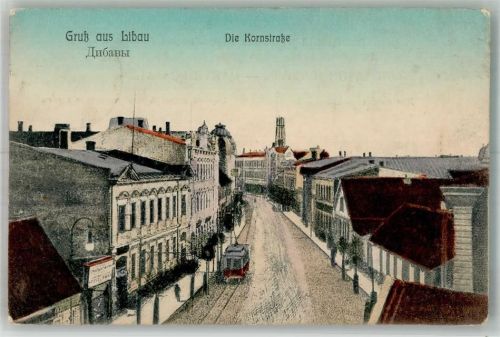 Libau 1915 Feldpost WK I Nr. 168 Kornstrasse Straßenbahn