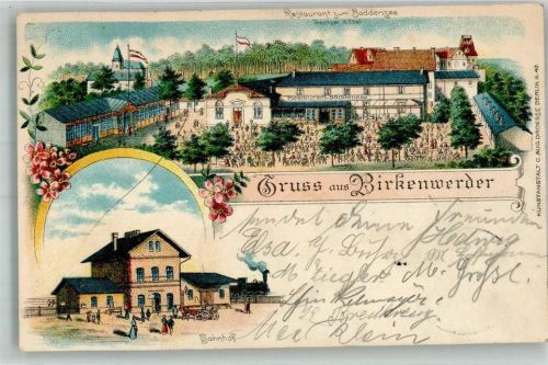 Birkenwerder 1905 Gasthaus zum Boddensee Gartenwirtschaft Bahnhof Gasthausstempel