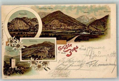 6170 Zirl 1900 Lithographie Burg Fragenstein Martinswand