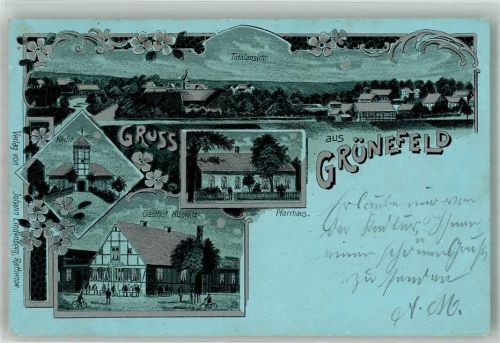 Grünefeld 1907 Kirche Pfarrhaus Gasthaus Hüselitz