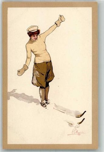 Verlag Vouga & Cie Nr. 37 Frau mit Ski ohne Stock hält die Blance Pellegrini, C.