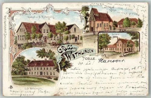 29339 W3101 Wathlingen 1900 Lithographie Molkerei Gut Wathlingen Gasthaus Riefenberg