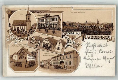 Nußdorf 1903 Brauerei Hess Gasthaus zum Deutschen Haus Post Schule