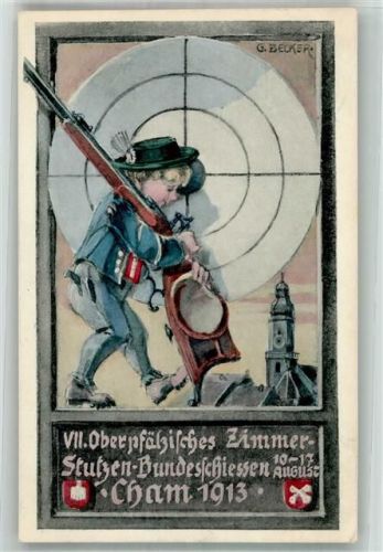 Cham 1913 7. Oberpfälzisches Zimmerstutzen-Bundesschießen 1913 sign. Becker