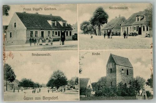 16792 O1431 Bergsdorf b Gransee 1906 - Gasthaus Vogel Dorfstrasse Dorfkirche