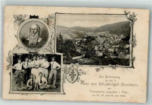 Lauscha 1906 50. Jahrfeier des Turnverein Lauscha 1906 Portrait Turnvater Jahn Turner