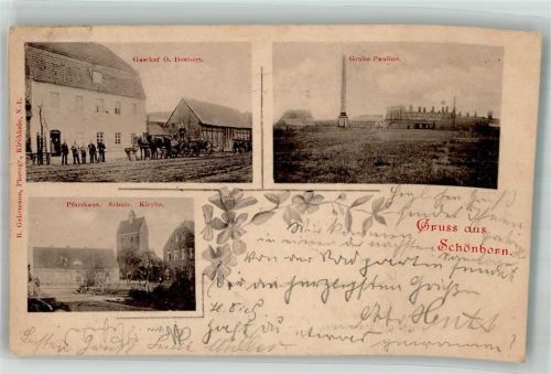 Schönborn 1901 Grube Pauline Gasthaus Doebert Pfarrhaus Kirche Schule