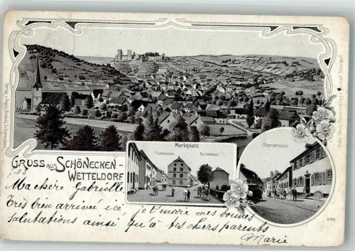 Schönecken Marktplatz Flurstrasse Oberstrasse Teichstrasse RS. Stempel Collectie Didden Meerssen