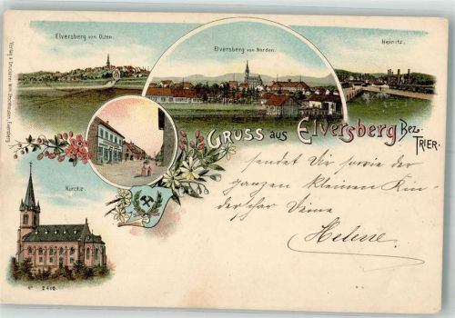 66583 W6683 Elversberg Lithographie Der Elversberg Kirche Heinitz