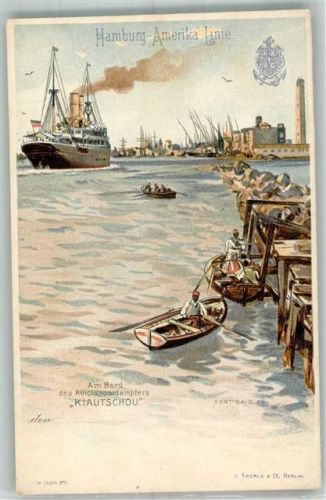 Port Said 1899 Postdampfer Kiautschou in Port Said Hamburg-Amerika Linie