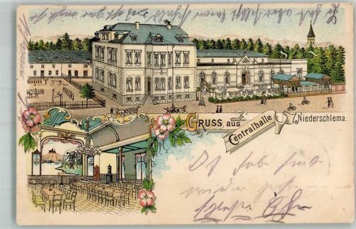 Niederschlema 1907 Etablissement Gasthaus Centralhalle Saal Garten