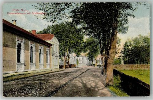 Peitz 1911 Schützenhaus Dammzollstrasse Bahnpost Frankfurt (O.) Priestenitz Zug 975