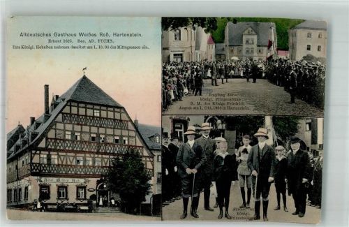 08118 O9509 Hartenstein b Zwickau - Gasthaus Weisses Roß Empfang der kgl. Prinzensöhne S.M. König Friedrich August Prinz Albrecht