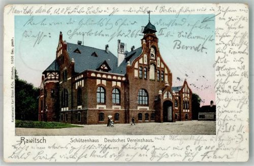 Rawitsch Rawicz 1904 Foto AK Schützenhaus Deutsches Vereinshaus