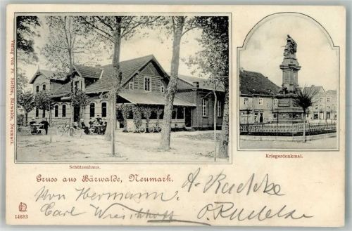 Bärwalde 1903 Schützenhaus Kriegerdenkmal Fahrrad