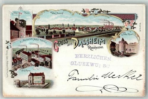 Flörsheim-Dalsheim 1897 Möbel-Fabrik Meckel Alter Turm Schule