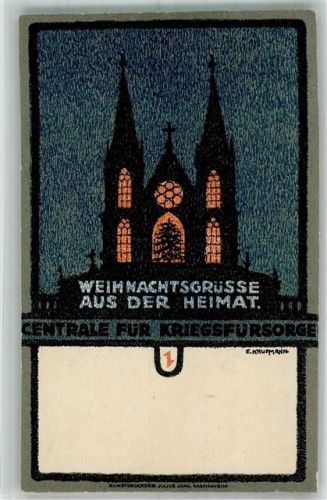 1914 - 1918 Weihnachten aus der Heimat sign. E. Kaufmann WK I