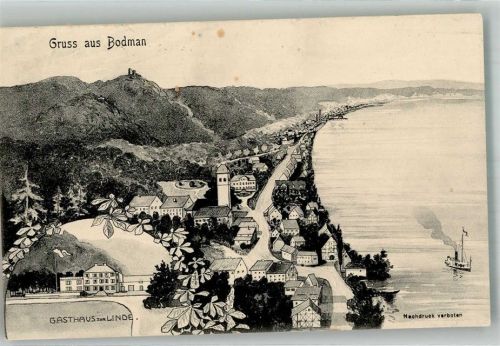 Bodman Gasthaus zur Linde Bodensee Zeichnung