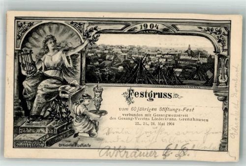 Höhr-Grenzhausen 1904 60. Stiftungsfest und Gesangwettstreit des Gesangvereins Liederkranz Grenzhausen 1904 Lyraspielerin