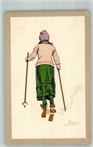 1906 - 1912 Verlag Vouga & Cie Nr. 21 Frau auf Ski Wintersport