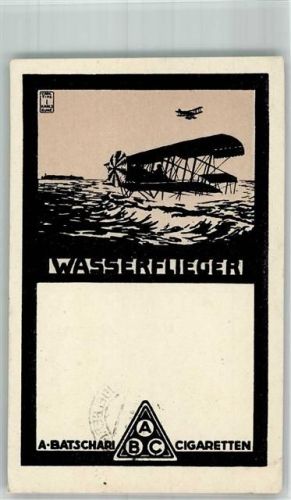 Batschari Cigaretten , Wasserflugzeug sign. Carlos Tips Zigarette 1917 Künstlerkarte