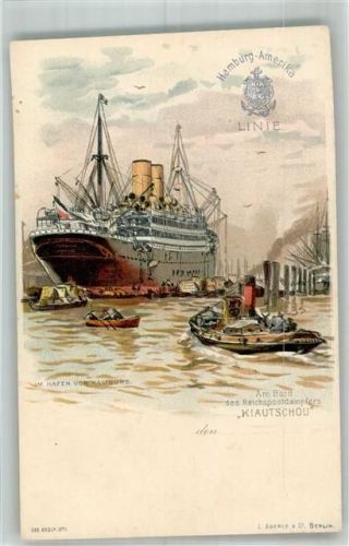 Hamburg 1900 Postdampfer Kiautschou im Hafen Hamburg-Amerika Linie
