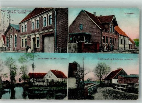 39307 O3281 Mützel 1913 - Am Mühlgraben Mühlgraben-Brücke Gasthaus zum Deutschen Kaiser