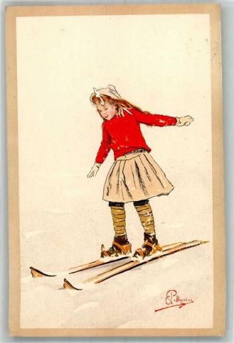 1911 Mädchen Skifahrerin ohne Stock Verlag Vouga & Cie Nr. 27