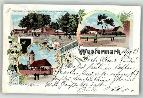 Wustermark 1903 Metzgerei Zinke Gasthaus Grünefeld Dorfkirche