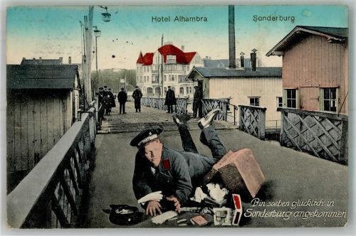 Sonderburg 1915 Uniform Humor Hotel Alhambra Feldpost WK I
