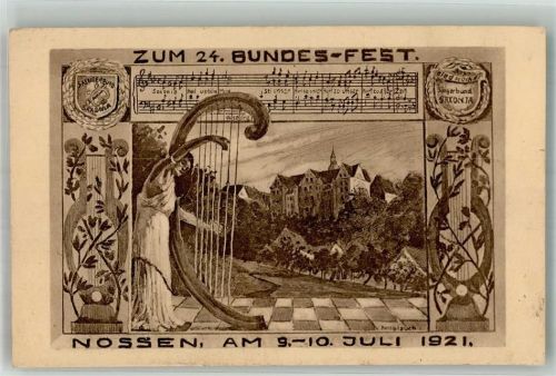 Nossen 1921 24. Bundes-Fest des Sängerbundes Saxonia 1921 Harfenspielerin