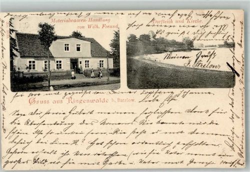 Ringenwalde 1902 Materialwaren Freund Dorfteich