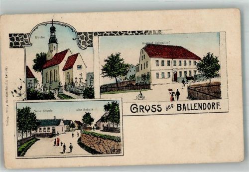 04651 O7231 Ballendorf b Geithain - Neue Schule Gasthaus Ballendorf Dorfkirche