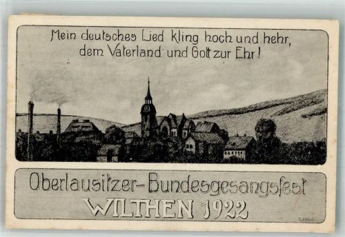 02681 O8609 Wilthen 1922 Künstlerkarte Oberlausitzer Bundesgesangsfest 1922 sign. Hölzel