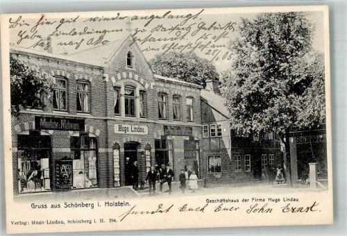 Schönberg 1905 Geschäftshaus Firma Hugo Lindau Modewaren Baumblüte