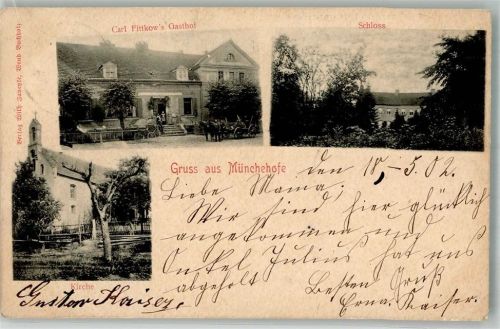 Münchehofe 1902 Schloss Gasthaus Fittkow Dorfkirche