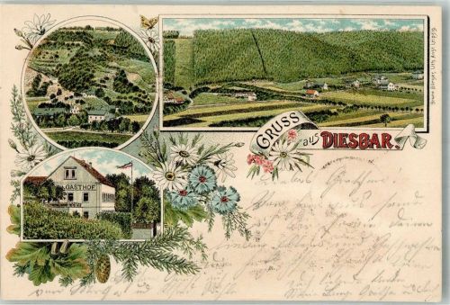 01612 O8401 Diesbar-Seußlitz 1897 Lithographie Gasthaus Tannenzapfen