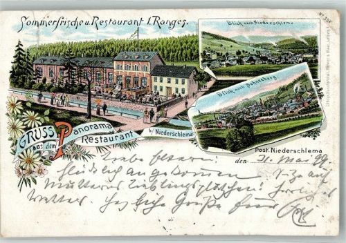Niederschlema 1899 Gasthaus Panorama-Restaurant Gartenwirtschaft Niederschlema Schneeberg