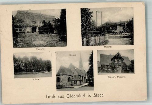 Oldendorf 1926 Pastorat Molkerei Kais. Postamt Schule Kirche