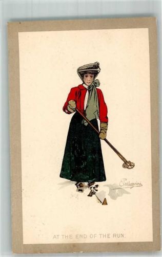 1909 Verlag Vouga & Cie Nr. 4 Frau auf Ski Wintersport