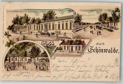 Schönwalde 1902 Gasthaus Liebenhagen Gartenwirtschaft Dorfstrasse