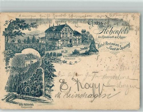 Ründeroth Vorläufer Lithographie Hotel-Restaurant Villa Hohenfels